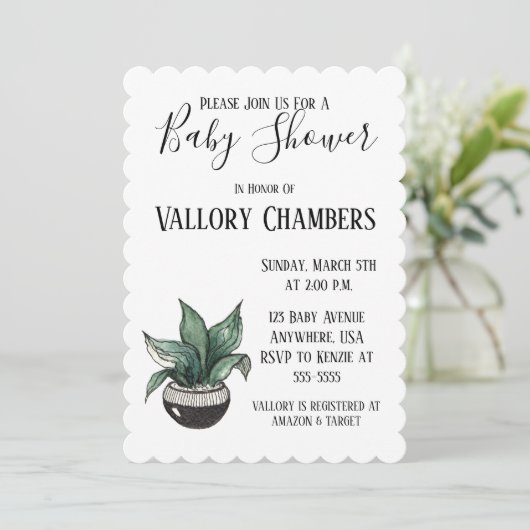 Potlood Succulent Cactus Baby shower Invitation Kaart (Staand voorkant)