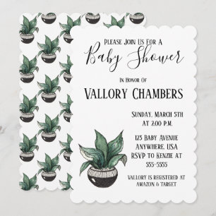 Potlood Succulent Cactus Baby shower Invitation Kaart