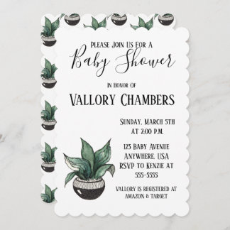 Potlood Succulent Cactus Baby shower Invitation Kaart