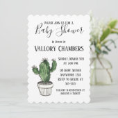 Potlood Succulent Cactus Baby shower Invitation Kaart (Staand voorkant)