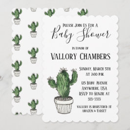 Potlood Succulent Cactus Baby shower Invitation Kaart