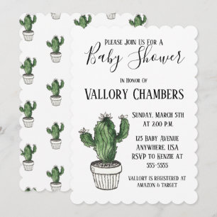 Potlood Succulent Cactus Baby shower Invitation Kaart