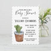 Potlood Succulent Cactus Baby shower Invitation Kaart (Staand voorkant)