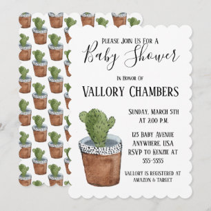 Potlood Succulent Cactus Baby shower Invitation Kaart