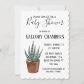 Potlood Succulent Cactus Baby shower Invitation Kaart (Voorkant)