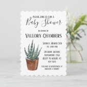 Potlood Succulent Cactus Baby shower Invitation Kaart (Staand voorkant)