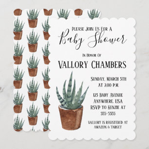 Potlood Succulent Cactus Baby shower Invitation Kaart