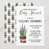Potlood Succulent Cactus Baby shower Invitation Kaart (Voorkant / Achterkant)