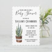 Potlood Succulent Cactus Baby shower Invitation Kaart (Staand voorkant)