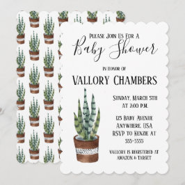 Potlood Succulent Cactus Baby shower Invitation Kaart
