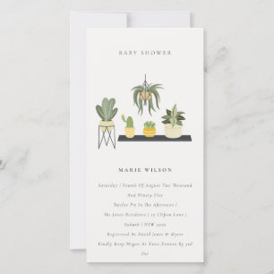 Potlood Succulent Plant Baby shower Uitnodigen Bedankkaart