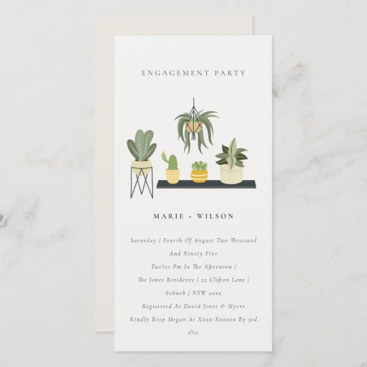 Potlood Succulent Plant Verloving Uitnodigen Bedankkaart (Voorkant / Achterkant)