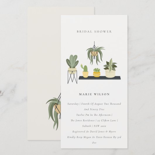 Potlood Succulent Plant Vrijgezellenfeest Uitnodig Bedankkaart (Voorkant / Achterkant)