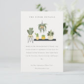 Potlood Succulent Plant Wedding Details Informatiekaartje (Staand voorkant)