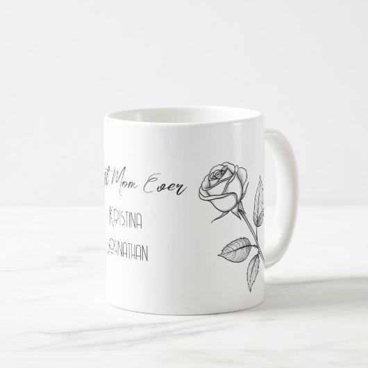 Potlood Teken rozen Moederdag Koffie Mok (Voorkant rechts)