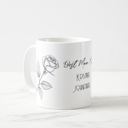 Potlood Teken rozen Moederdag Koffie Mok (Voorkant links)