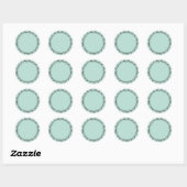 Potlood-tekening krans groen op pot/ kruidenlabel  ronde sticker (Vel)