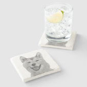 Potlood Tekening Shiba Inu Marble Onderzetter (Zijkant)