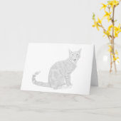 Potlood Tekening Tabby Cat Wenskaart Kaart (Gele Bloem)