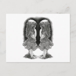 Potlood Tekening van twee kleine meisjes in het ge Briefkaart