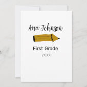 Potlood terug naar school naam klas graad jaar toe kaart (Achterkant)