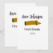 Potlood terug naar school naam klas graad jaar toe kaart (Voorkant / Achterkant)