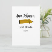 Potlood terug naar school voeg naam klas leerjaar  kaart (Staand voorkant)