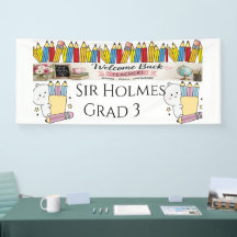 Potlood Thema Leraar Welkom Banner | Gepersonalise