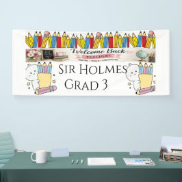 Potlood Thema Leraar Welkom Banner | Gepersonalise