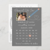 "Potlood us in" Moderne Agenda sparen de Datum Aankondigingskaart (Voorkant / Achterkant)