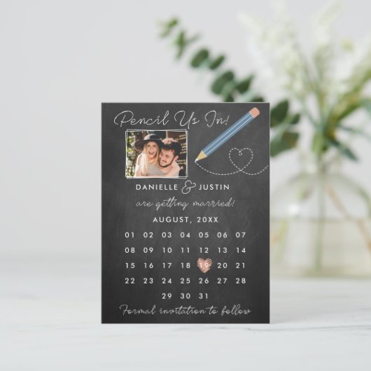 "Potlood us in" Moderne Agenda sparen de Datum Aankondigingskaart (Staand voorkant)