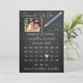 "Potlood us in" Moderne kalender Save The Date (Staand voorkant)