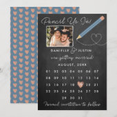 "Potlood us in" Moderne kalender Save The Date (Voorkant / Achterkant)