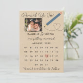 "Potlood us in" Moderne kalender Save The Date (Staand voorkant)