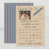 "Potlood us in" Moderne kalender Save The Date (Voorkant / Achterkant)