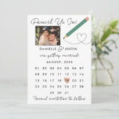 "Potlood us in" Moderne kalender Save The Date (Staand voorkant)