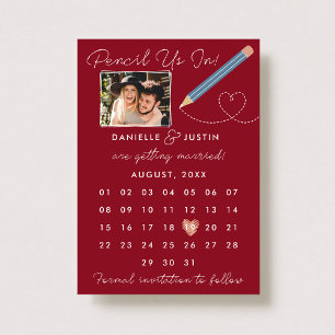 "Potlood us in" Moderne kalender Save The Date