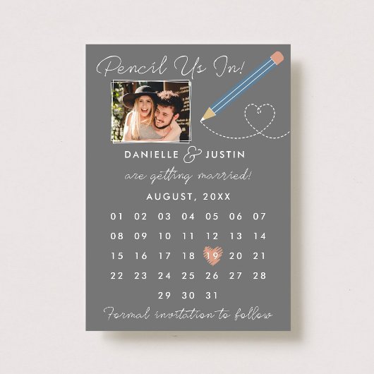 "Potlood us in" Moderne kalender Save The Date