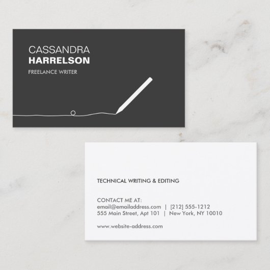 POTLOOD VISITEKAARTJE VOOR AUTEURS EN SCHRIJVERS I (Voorkant / Achterkant)