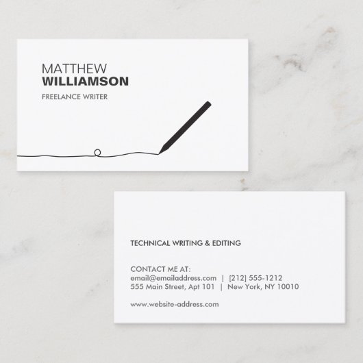 POTLOOD VISITEKAARTJE VOOR AUTEURS & SCHRIJVERS (Voorkant / Achterkant)