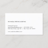 POTLOOD VISITEKAARTJE VOOR AUTEURS & SCHRIJVERS (Achterkant)