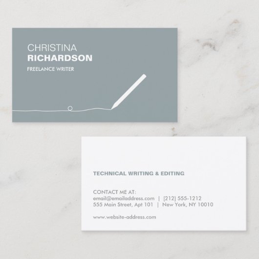 POTLOOD VISITEKAARTJE VOOR AUTEURS & SCHRIJVERS II (Voorkant / Achterkant)