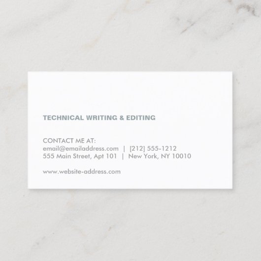 POTLOOD VISITEKAARTJE VOOR AUTEURS & SCHRIJVERS II (Achterkant)