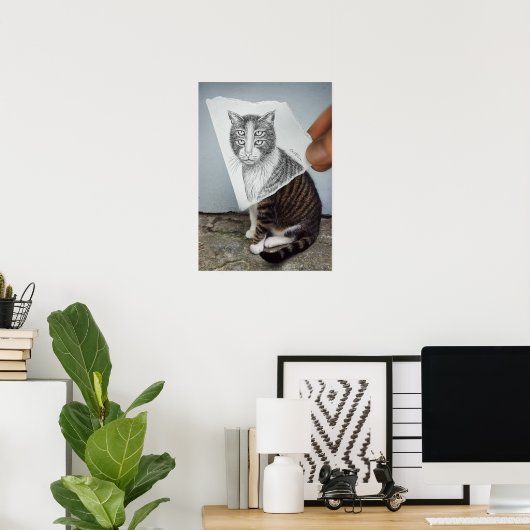 Potlood Vs Camera - 4 Eyes Cat Poster (Thuiskantoor)