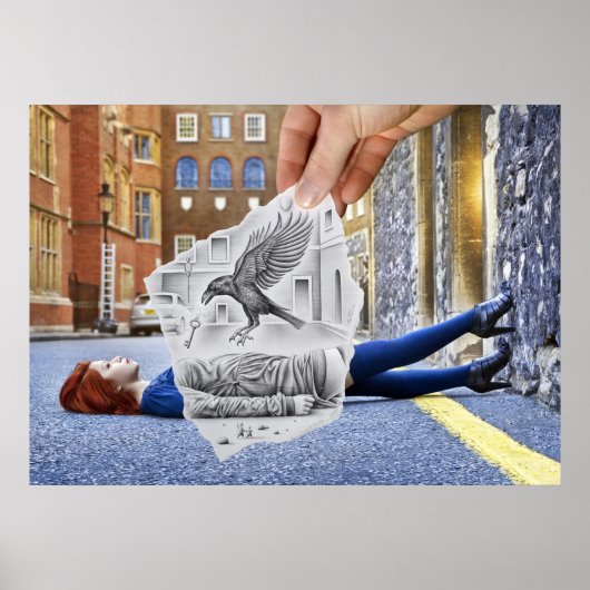 Potlood Vs Camera - Crow Poster (Voorkant)