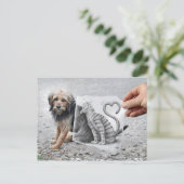 Potlood Vs Camera - Dog en Cat Briefkaart (Staand voorkant)