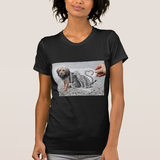 Potlood Vs Camera - Dog en Cat T-shirt (Voorkant)