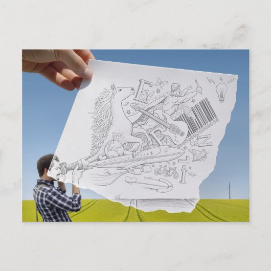 Potlood Vs Camera - Inspiratie Briefkaart (Voorkant)