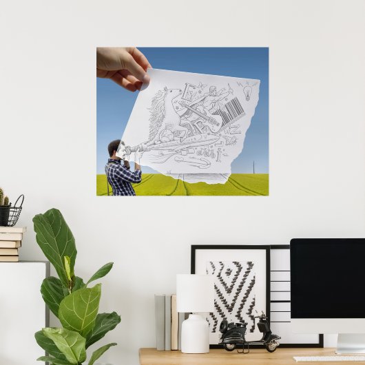 Potlood Vs Camera - Inspiratie Poster (Thuiskantoor)