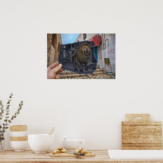 Potlood Vs Camera - Mighty Lion Poster (Keuken)